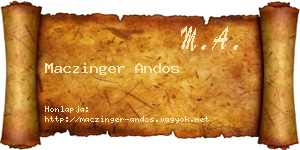 Maczinger Andos névjegykártya
